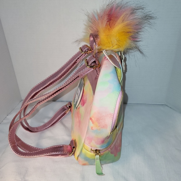UNDERONESKY Unicorn Tie Dye Rainbow Pastel Princess Mini Zippered Backpack NWT - Picture 4 of 16